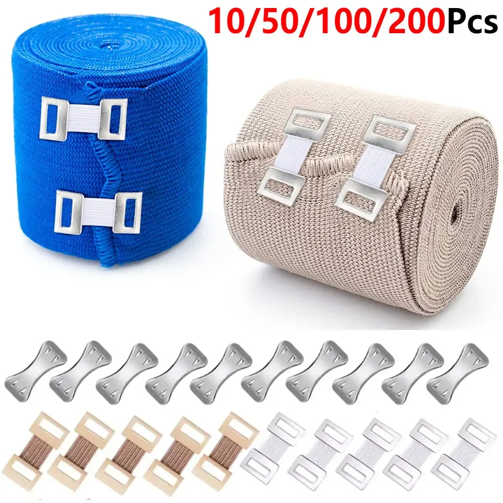 10/50/100/200Pcs Reusable Elastic Bandage Clips, Metal Secure Fastener Clasps, Multi-purpose Wrap Clips for First Aid Kit,Sports