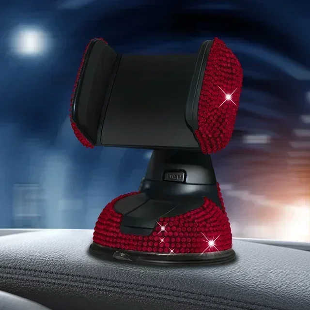 Rhinestone Crystal Auto Telefoonhouder Telefoonbevestiging Roze Flexibele Tafelstandaard Bling Autoaccessoires Interieur voor Vrouwen