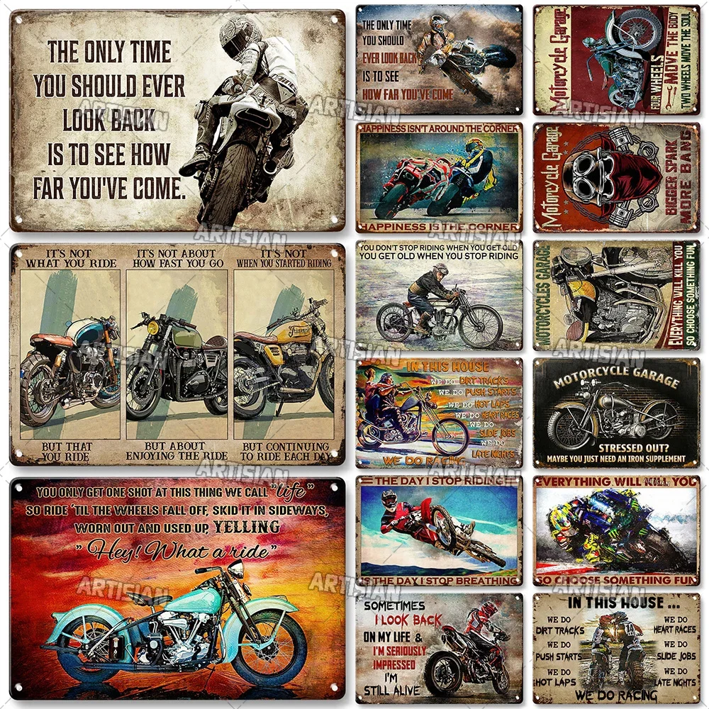 Artisian Motorcycle Metal Sign Motorbike Tin Plate Racing Decorative Plaque Riding Wall Decor Garage Bar Pub Club Hotel Cafe