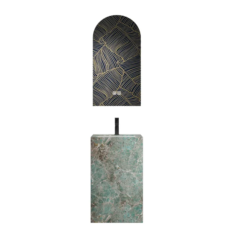 Lavabo de piedra para patio, lavabo de columna de cerámica, lavabo integrado de losa de roca para exterior, lavabo de suelo para piscina