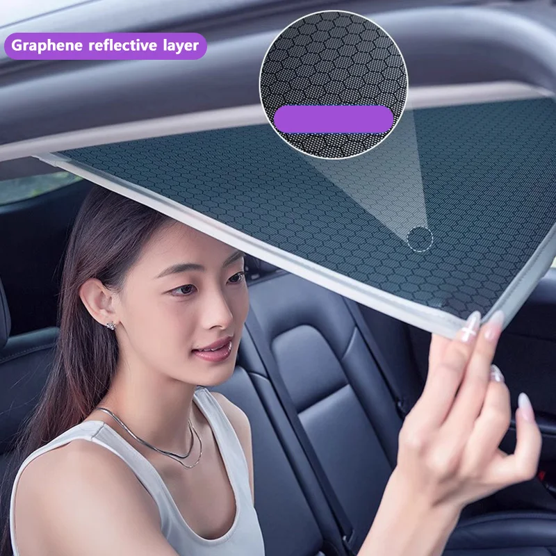 

For Tesla Model 3 Highland 2026 Model Y Juniper Standard 2026 Graphene Glass Roof Sunshade Car Front Rear Sunroof Skylight 2025