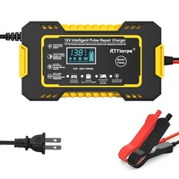 Car Battery Charger 12V 6A Pulse Repair LCD Display Smart Fast Charge AGM DeepCycle GEL Lead-Acid Charger For Auto Motorcycle