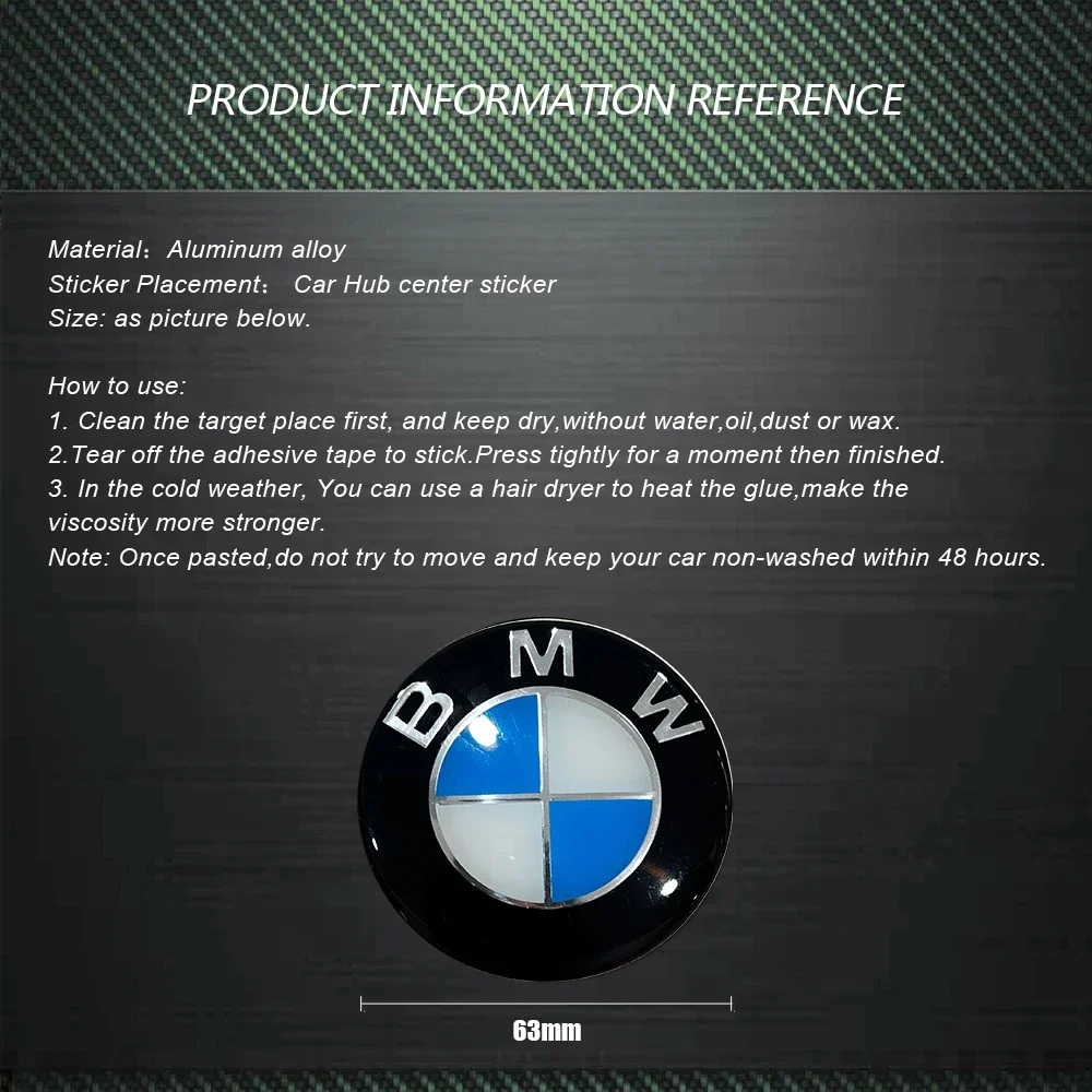 63mm 1pc Bmw Car Wheel Hub Caps Center Cover Emblem Sticker All Models Steering Wheel Hubcap Auto Parts Accessories for Bmw