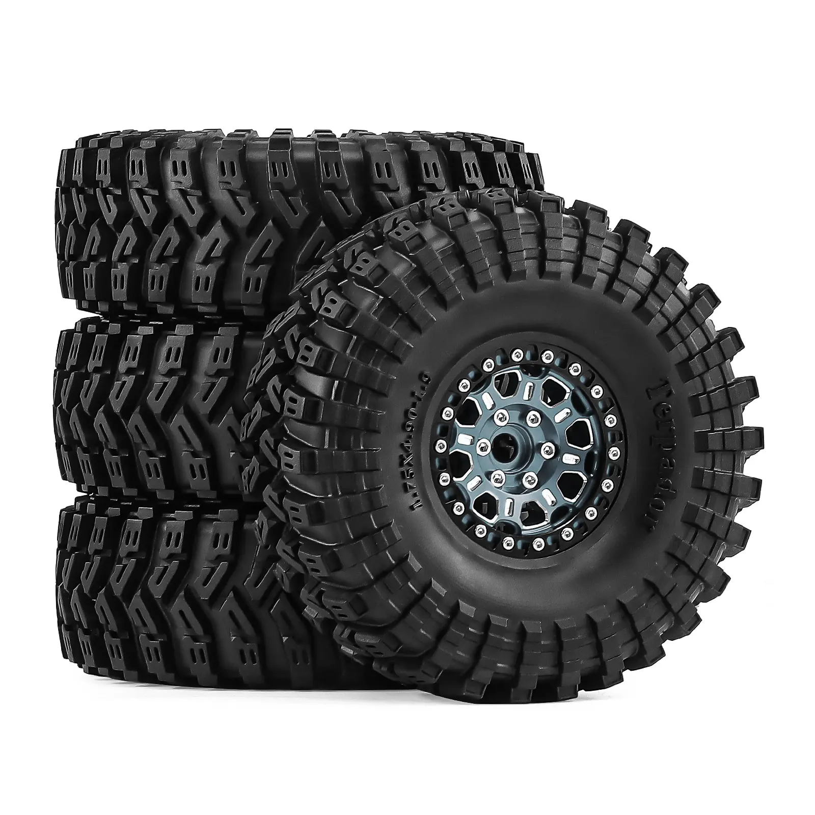 Pneus sur chenilles RC 1.9 "sur jantes Beadlock en aluminium, pneus en caoutchouc collant pour plate-forme d'essieu de portail AXIAL TRX4 SCX10 III, roue hexagonale de 12mm Se