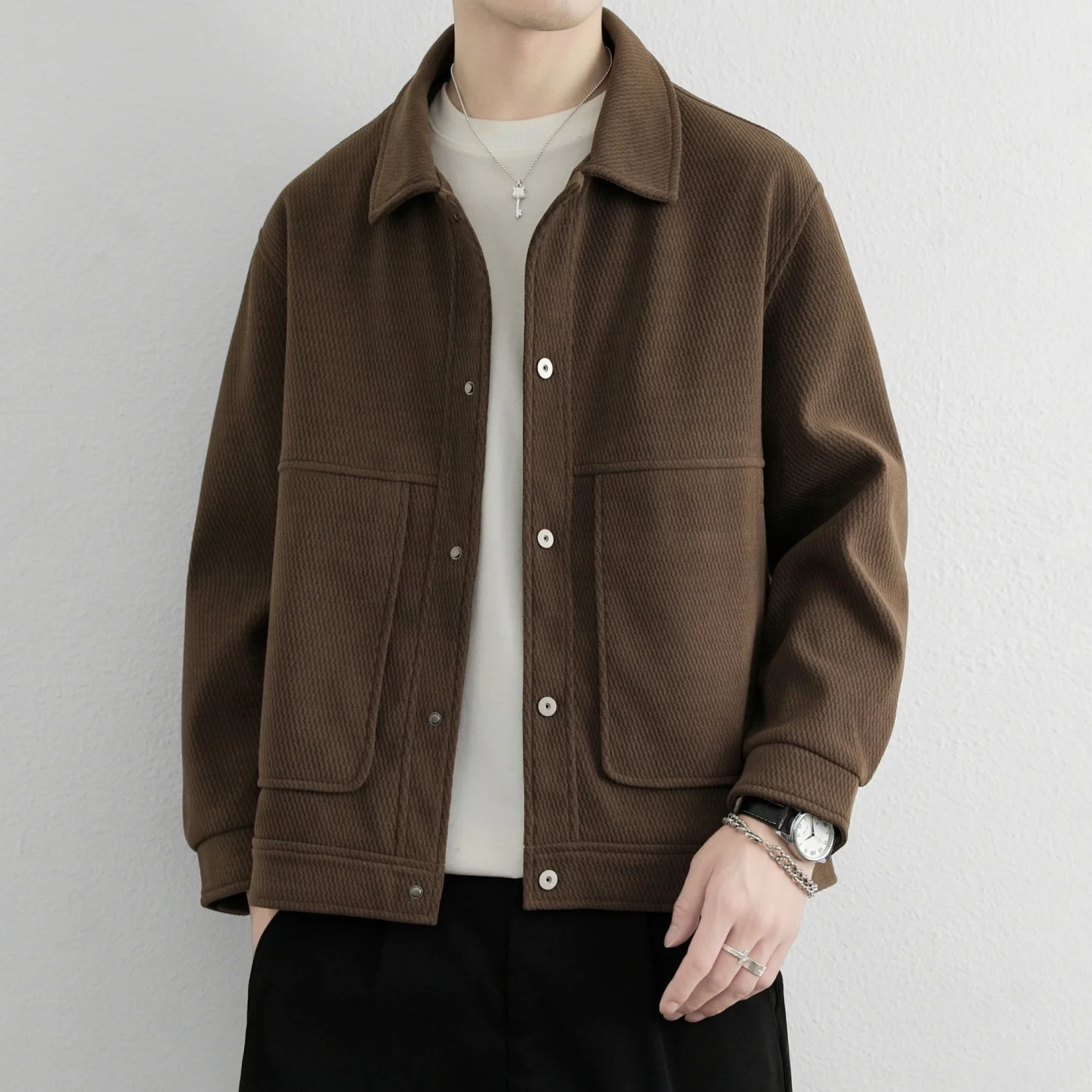 

Мужская повседневная куртка-бомбер размера плюс M-7XL, весна-осень 2025, свободное пальто, уличная одежда, однотонная однобортная верхняя одежда