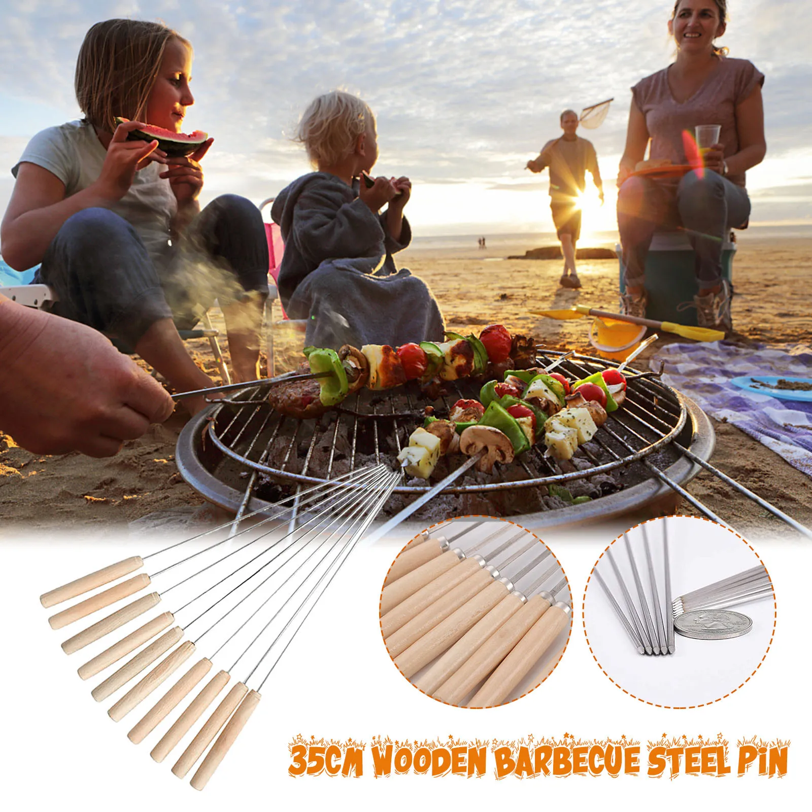 

Tool Barbecue Drill Sign Stainless 10pcs Outdoor Steel Sign Steel Roundwood Toothpicks For Cooking Barbecue Tools