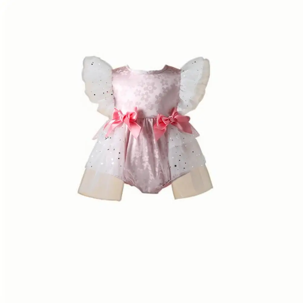 

New Summer Cute Baby Girl with Sparkling Stars Princess Harper Sleeveless Mesh Birthday Party jumpsuit