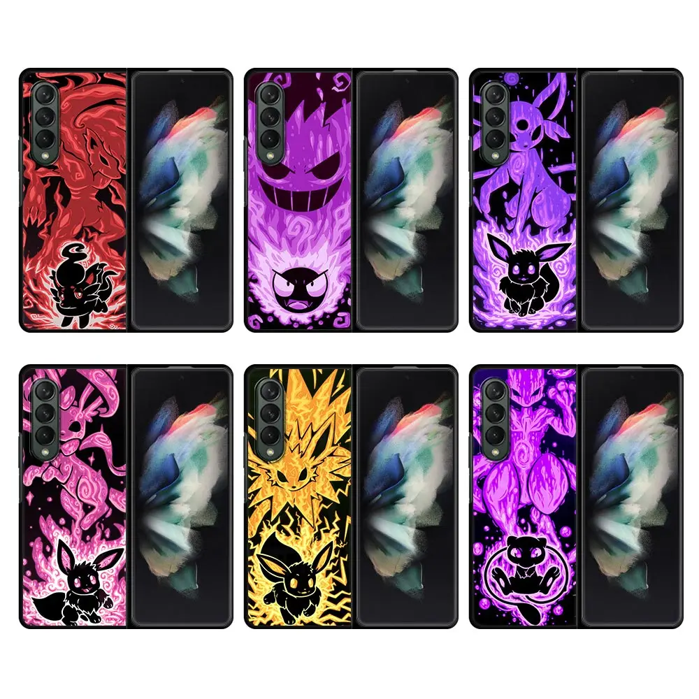 Case for Samsung Galaxy Z Fold 3 4 5G Luxury Funda Cover for galaxy zfold4 zfold3 Phone Shell Coque Pokemon Eevee Elf