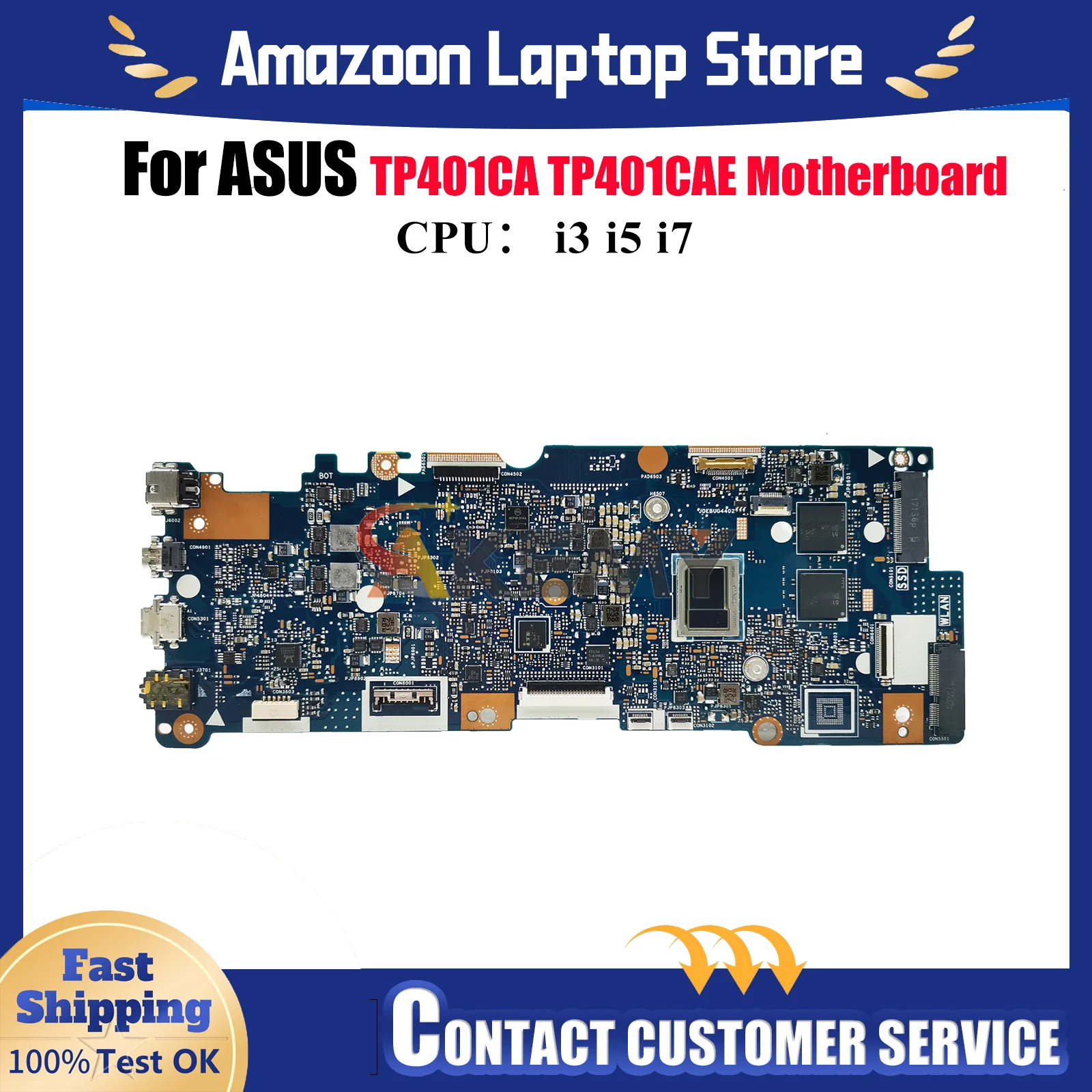 

TP401CA Laptop Motherboard For ASUS VivoBook Flip TP401CAE TP401CA TP401C Notebook Mainboard With i3 i5 i7 CPU 100% tests OK stk