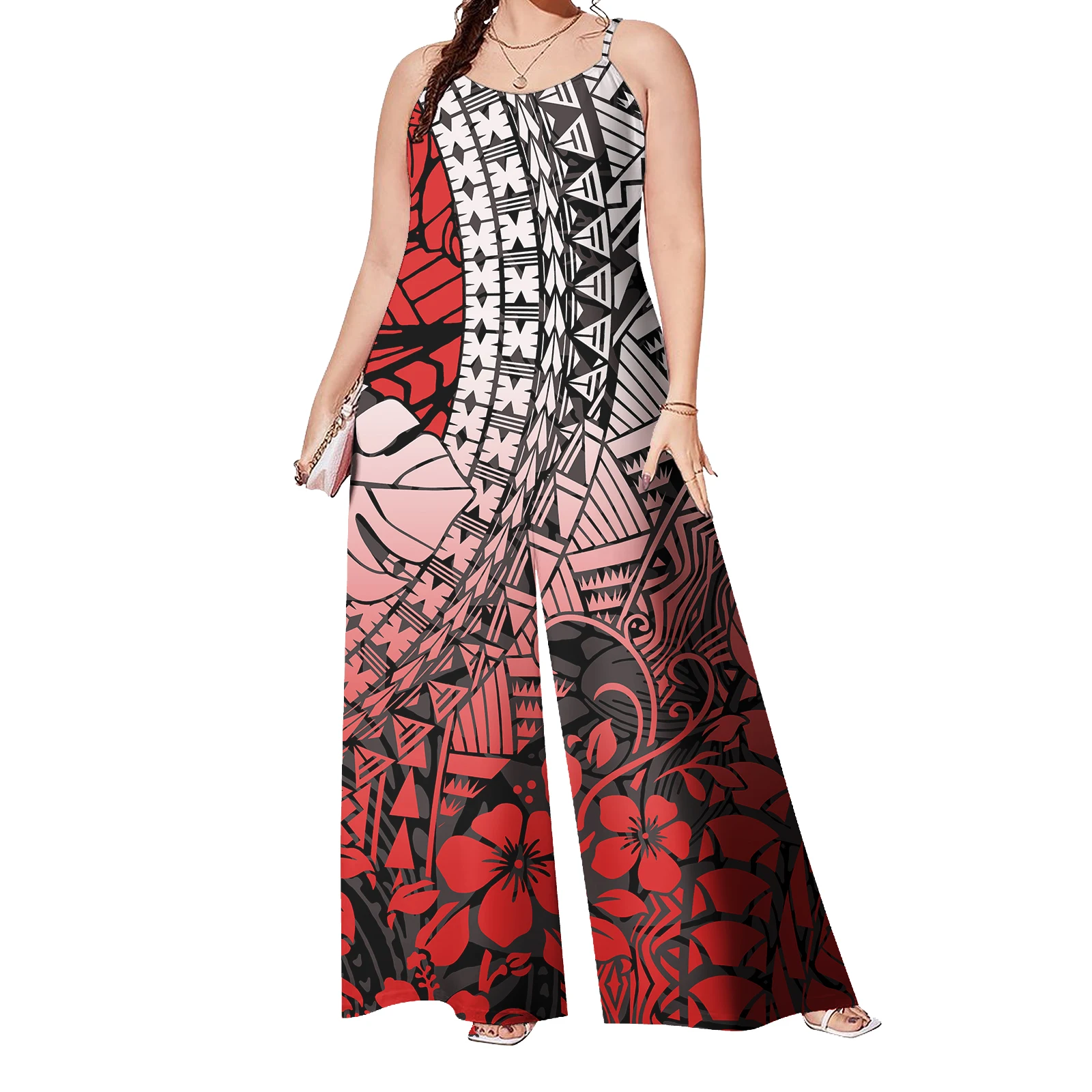 

New Fashion Polyester Cotton Polynesian Rompers Plus Size Women'S Clothing Custom Prom Samoan Sexy One Piece Jumpsuits