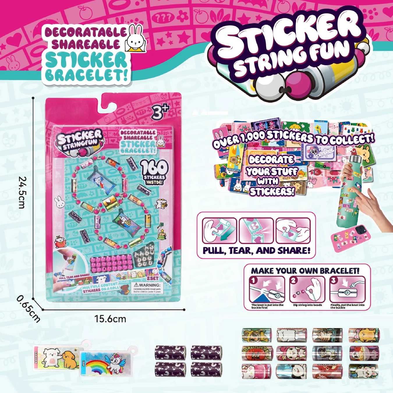 Creative Beads Sticki Rolls DIY Bracelet Beads Surprise Stickers Roll Handmade Sticker Creative Jewelry Toys Funny Stationery