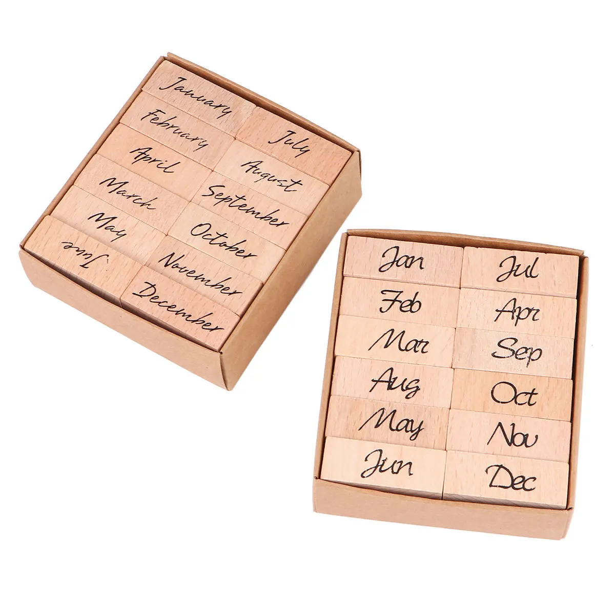 

24Pcs Wooden Month Letter Rubber Set Abbreviation Seals DIY Diary Album Scrapbook Crafts Gift Cards Stationery