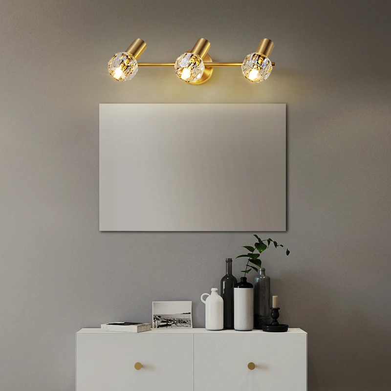 Imagem -04 - Iwp-copper Crystal Mirror Led Light wc Banheiro Simples Washstand Vanity Lamp Lâmpada do Armário Moderno Armário do Quarto Ouro de Luxo