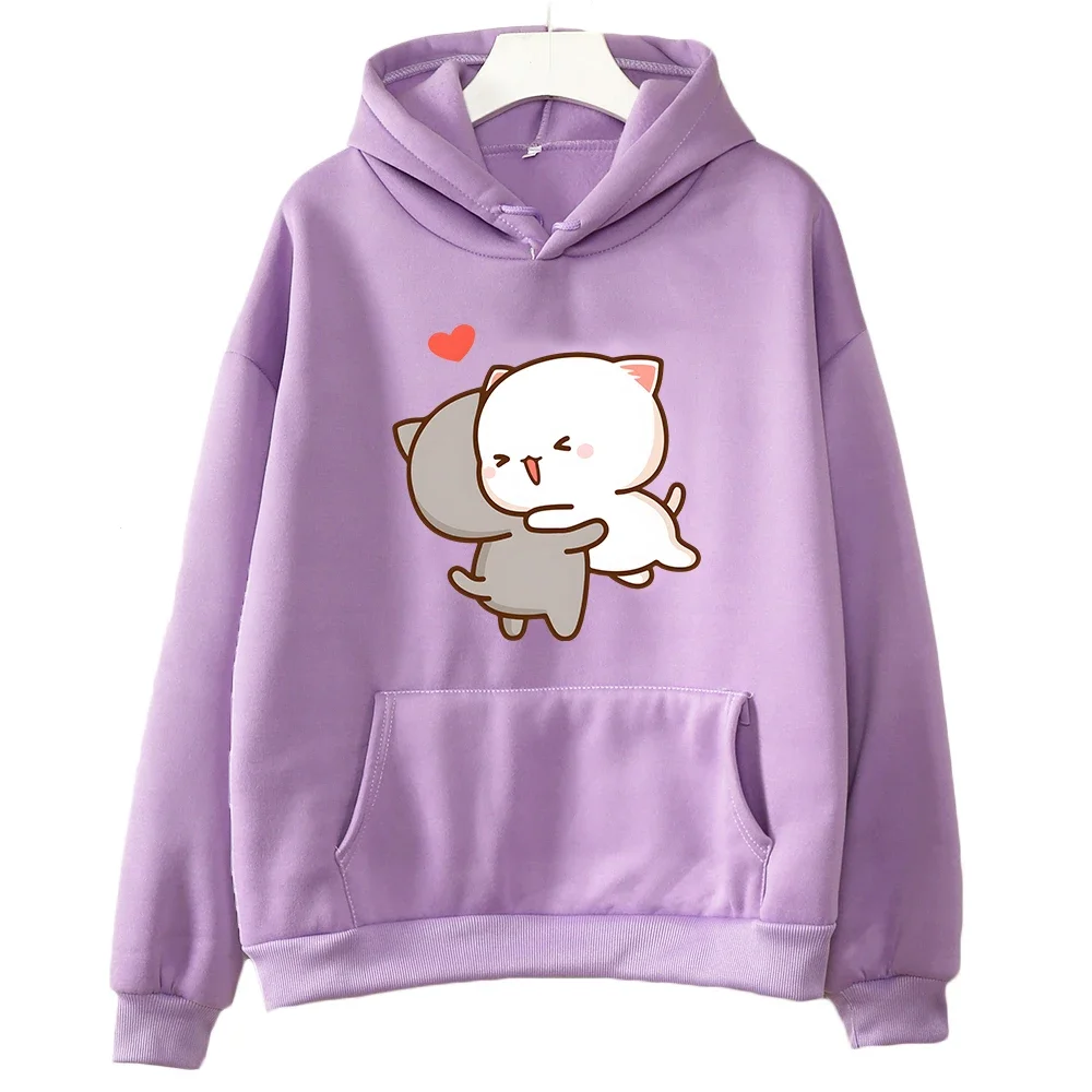 Peach And Goma Mochi Cat Love Print Hoodie Women/Men Kawaii Cartoon Sweatshirt for Girls Casual Long Sleeve Autumn Tops Fashion