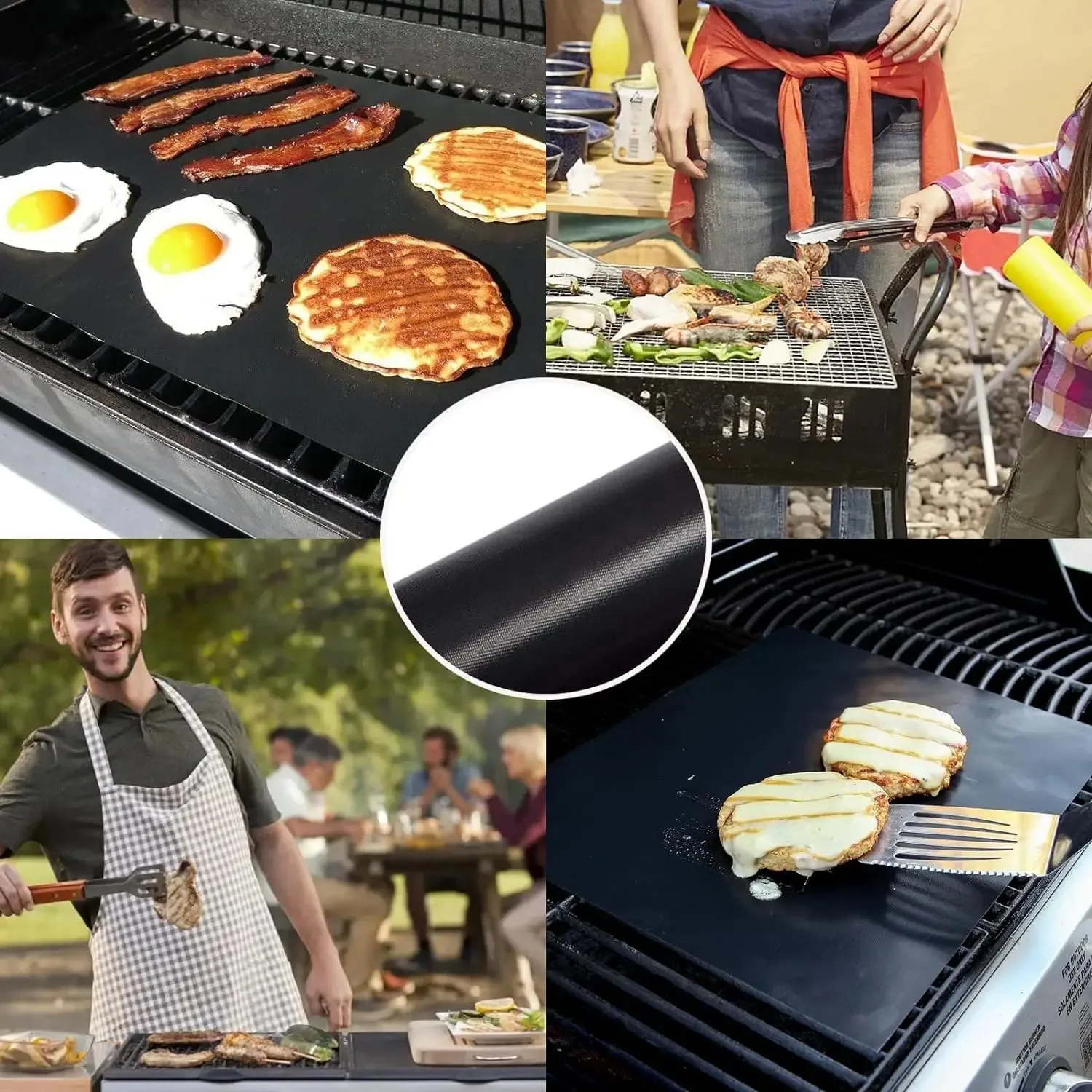 4Pcs Mats for Gas Grill Reusable BBQ Grill Mats Pad Oven Accessories Cooking Plate Outdoor Picnic Party Grilling Mat Tool