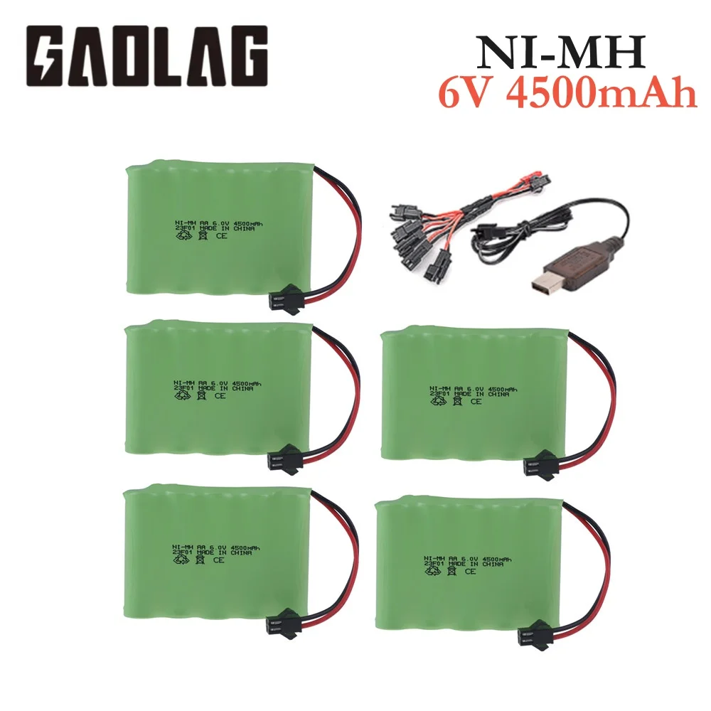 Batería recargable Ni-MH de 6v y 4500mah, cargador para juguetes Rc, coches, tanques, camiones, Robots, barcos, pistolas, 3000/3500mAh, AA, 6v