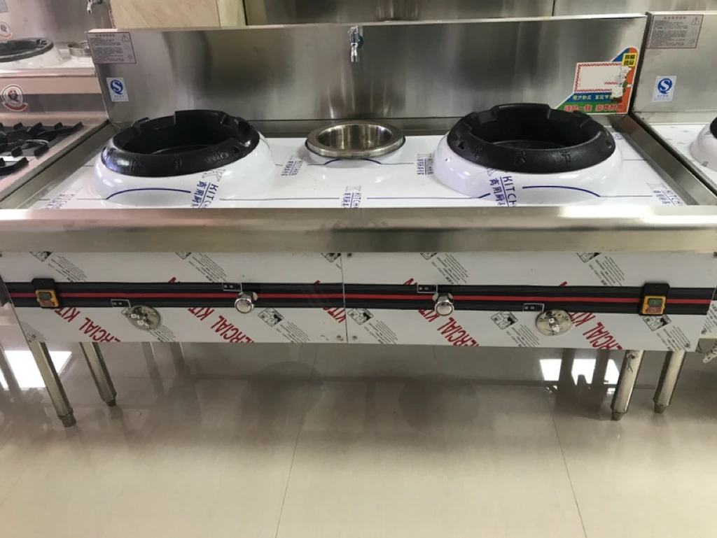 Heavy Duty Stainless Steel Gas Wok Range 2 Burner 1 Stock Pot Commercial Cooking Stove For Restaurant Hotel Catering Equipment