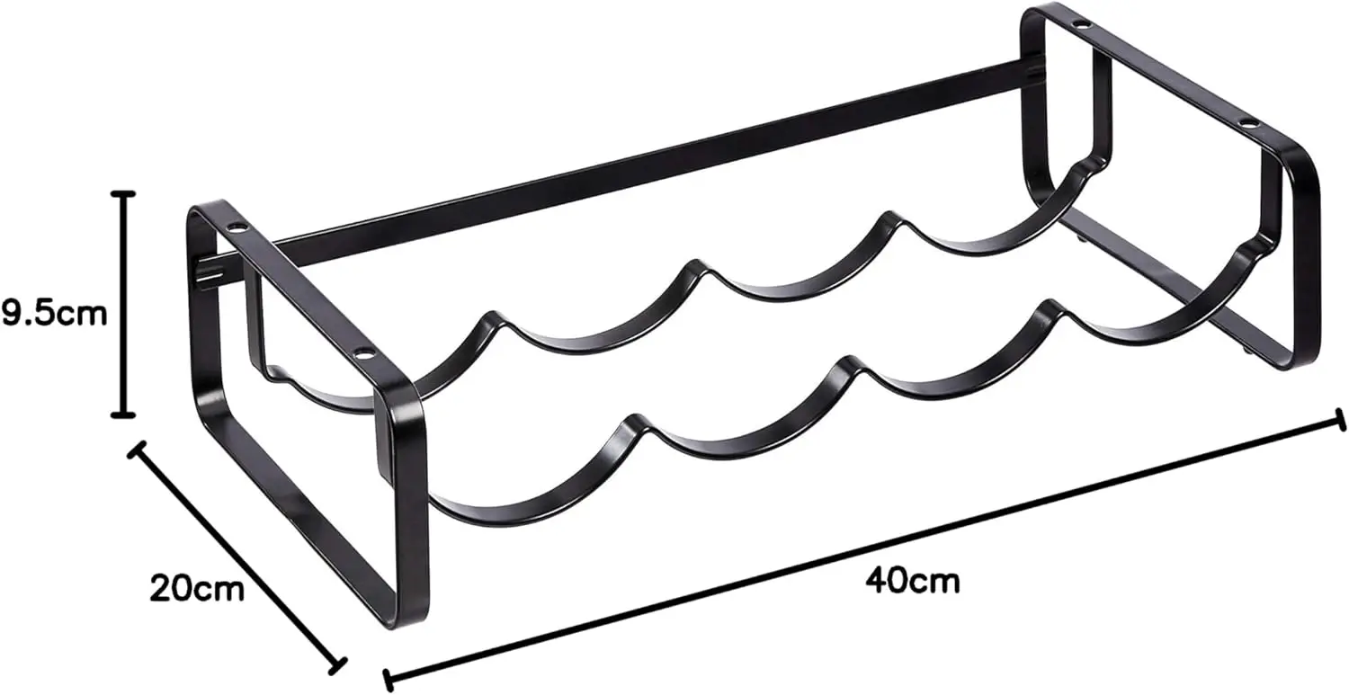 Stackable Metal Wine Rack for Tabletop, Black, Holds 4 Bottles, No Assembly Needed