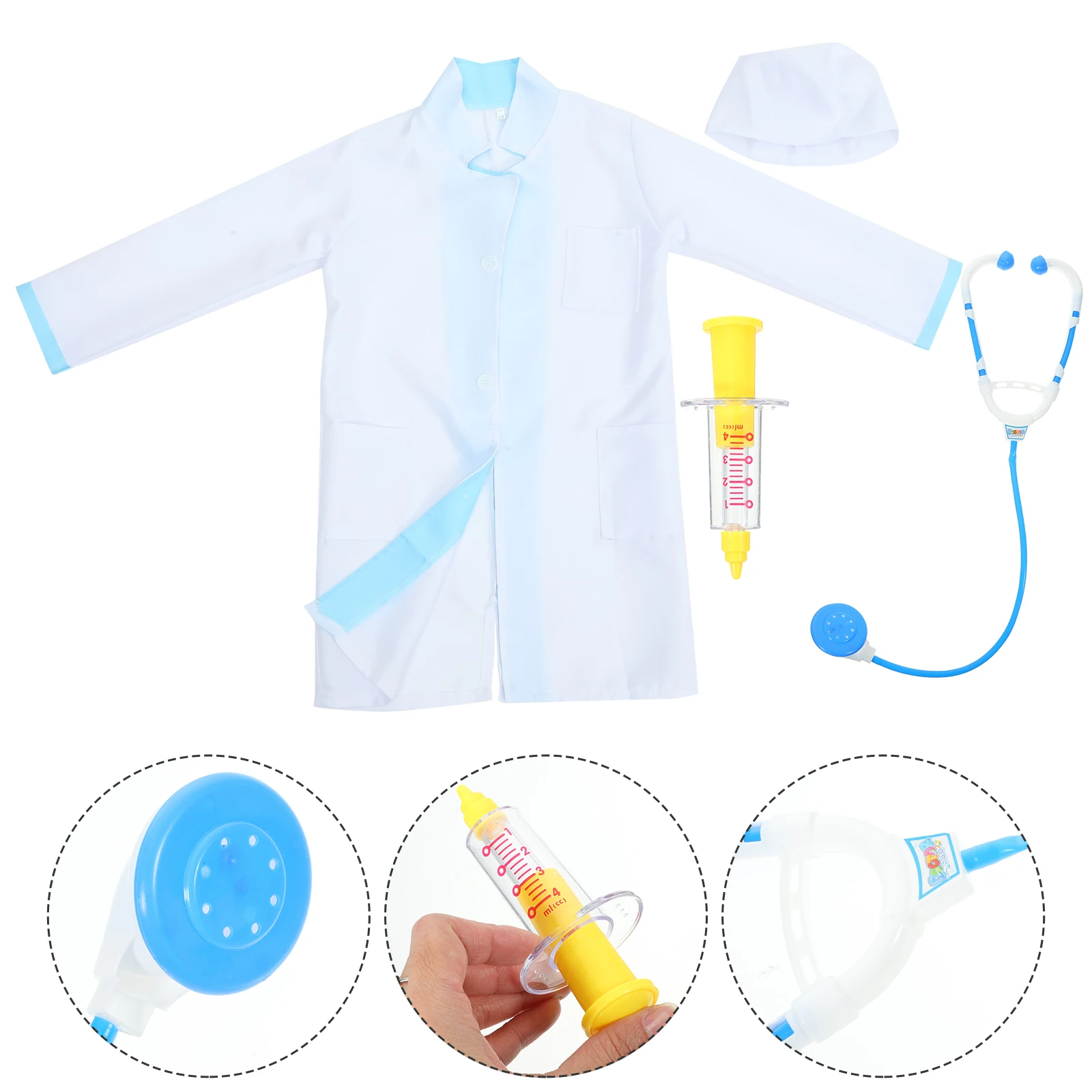 1Set Doctor Role Play Outfit for Kids Soft Comfortable Boys Doctor Costume 6-8 Years Design Stage Performance Carnival