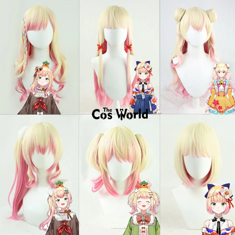 

Virtual YouTuber VTuber Hololive Momosuzu Nene Anime Cosplay Wigs Fiber Heat Resistant Synthetic Hair + Wig Cap