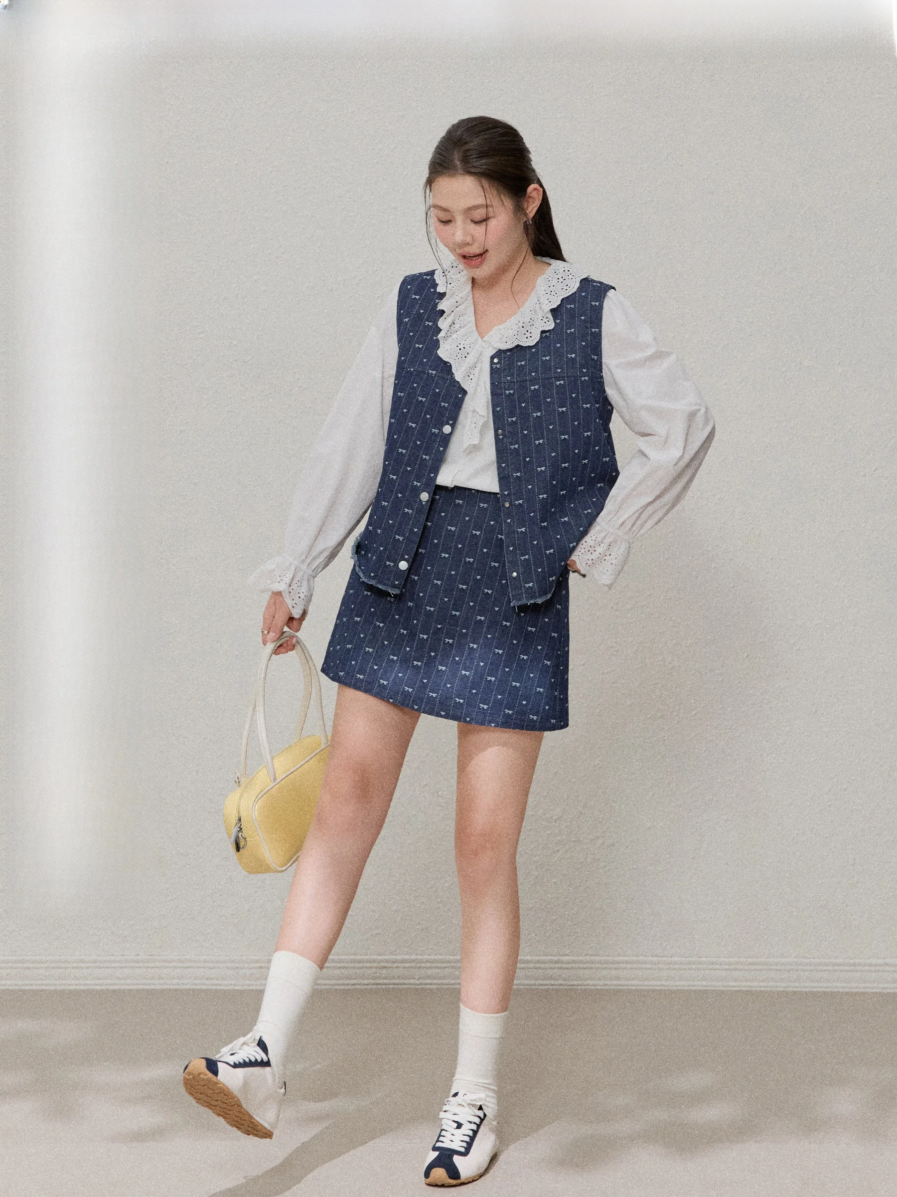 

Модный комплект больших размеров с жилеткой с принтом и юбкой Star Sugar от Jululook, повседневный, из смеси хлопка и полиэстера