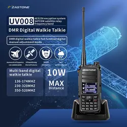 ZASTONE UV008 DMR Digita Walkie Talkie 10W Two Way Radio UHF VHF Dual band 136-174MHZ  350-480MHZ Dual time slot Walkie-talkie