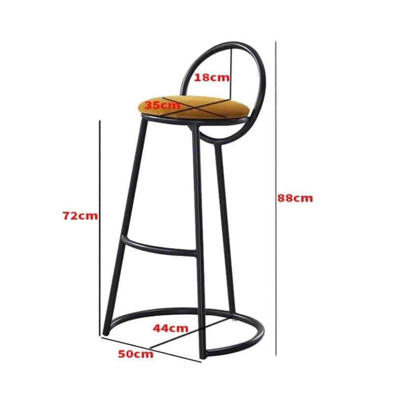 가벼운 럭셔리 디자인 다리미 바 의자, 홈 키친 하이 스툴, 북유럽 바 가구, 프론트 데스크, 응접용 의자, 소프트 백, 등 의자