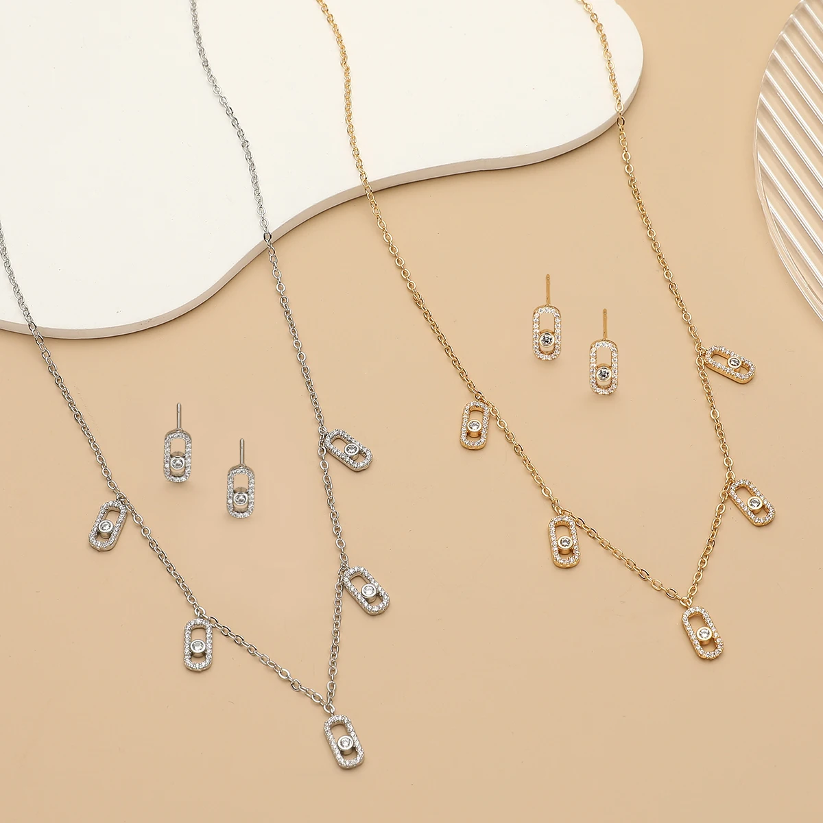 Hot Fashion Choker Lucky Geometric Pendant Necklace & earring set jewelry For Women Girlfriend Wife Gift Pendientes Mujer Moda