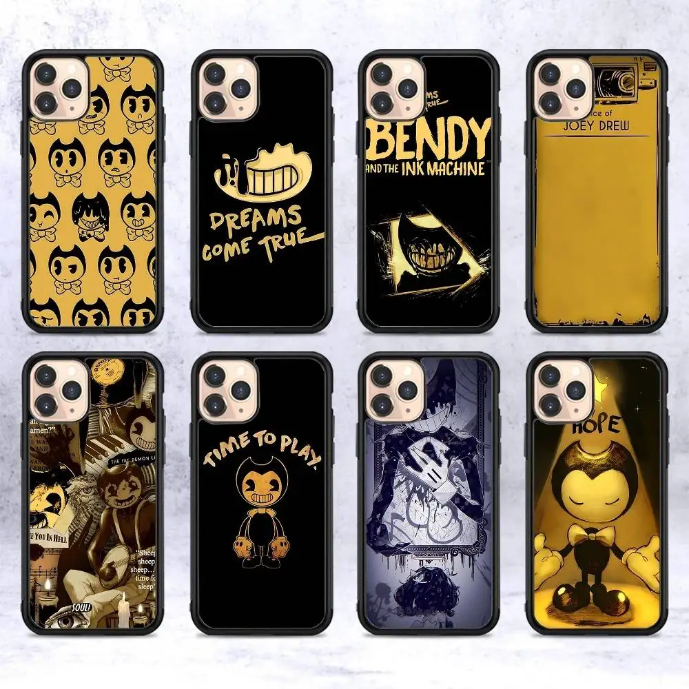 Funda Clásica para Teléfono con Diseño de Bendy and the Ink Machine para iPhone 17 16 Pro Max 11 12 13 14 15, Carcasa Rígida de PC+TPU con Soporte