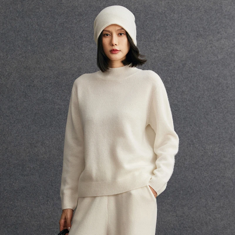 

Весенне-осенний женский пуловер из 100% кашемира с воротником-стойкой, мягкий теплый свитер из чистого кашемира, вязаный джемпер, верхняя одежда