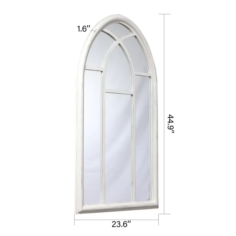 Farmhouse style antique hanging wooden frame custom arched window decorative wall-mounted mirror decorative wall-mounted