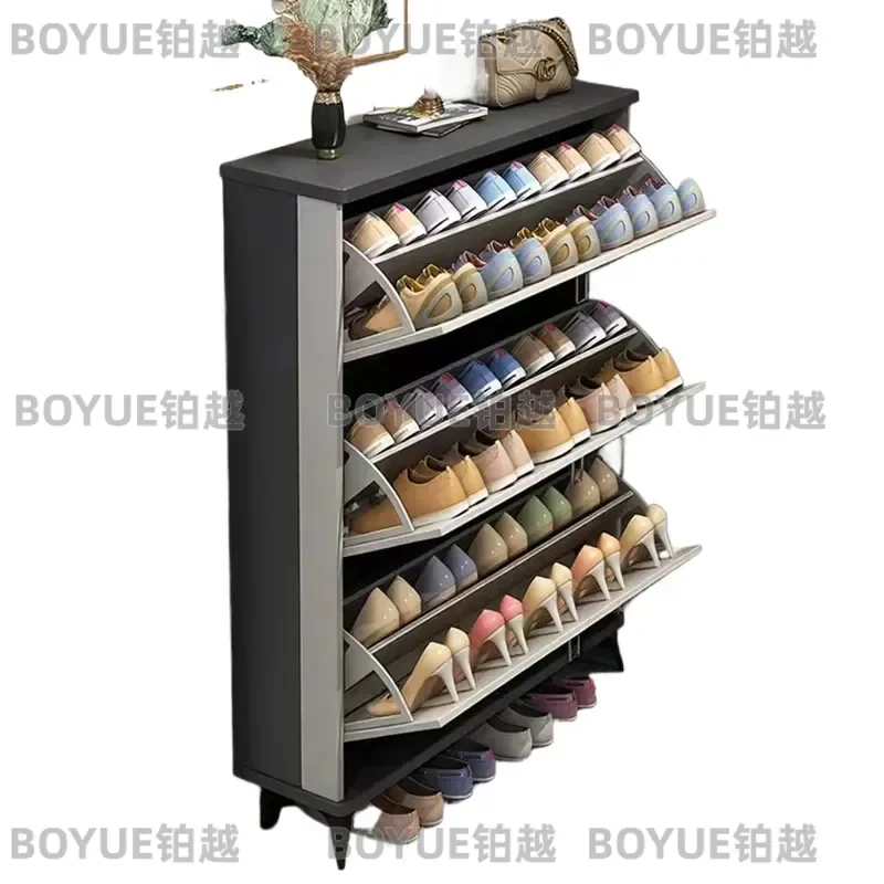 for Ultra-thin Independent Wooden Shoe Cabinet Integrated Entrance Cabinet Large Capacity Space Saving Simple Shoe Rack