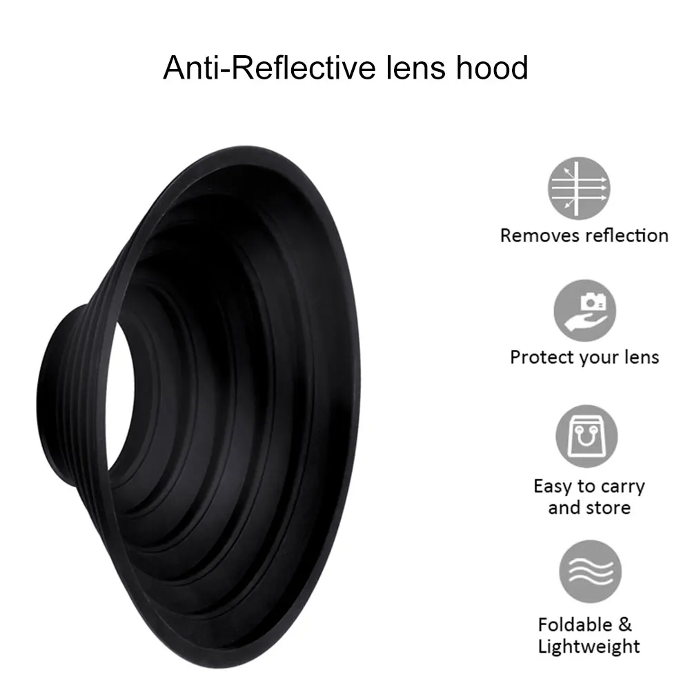 Rubber Camera Lens Hood Anti-glass Ultimate Anti-Reflective Foldable Camera Lens Hood For Nikon Canon Sony Pentax