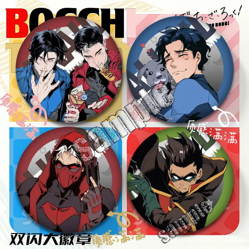 Jason todd anime emblema tim drake imagem do personagem dos desenhos animados broche redondo saco ornamento bonito acessórios alto valor estético painço