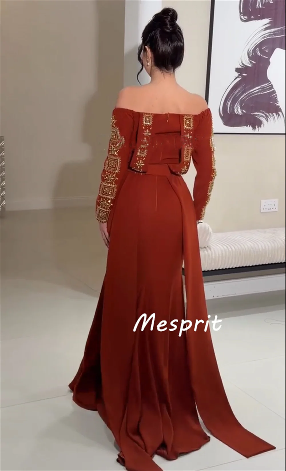 

Customized High Quality Jersey Pleat Sequined Pattern Mermaid Off-the-shoulder Long Luxury Party Prom Dresses