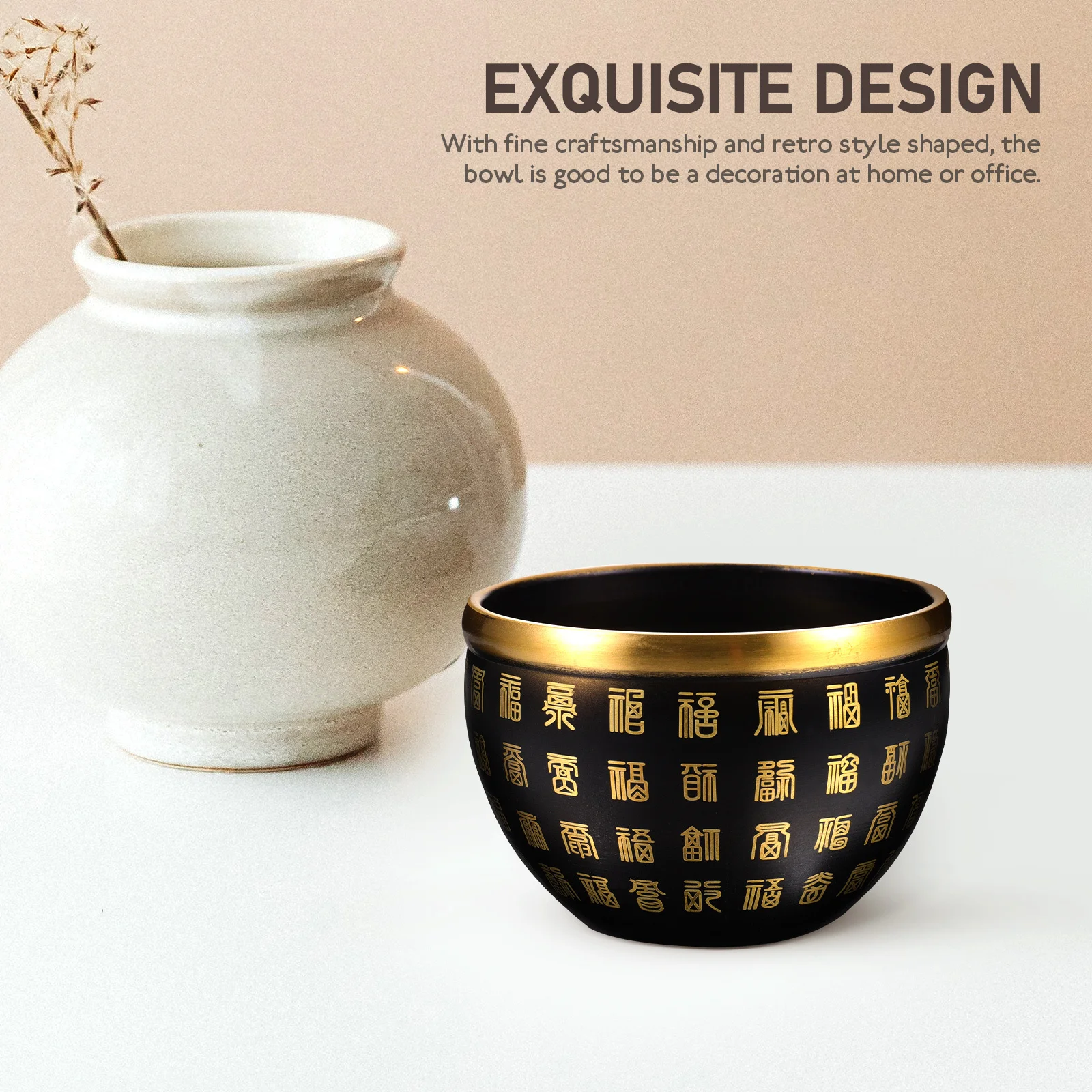 

Fortune Bowl Brass Treasure Basin Vintage Decorative Treasure Bowl Home Office Desktop Adornment Chinese Fortune Basin