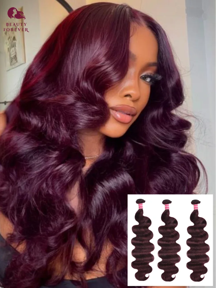 

Красота навсегда, черный вишневый цвет, пучки человеческих волос, двойной уток, 100% бразильские объемные волны, девственные человеческие волосы, плетение наращивания