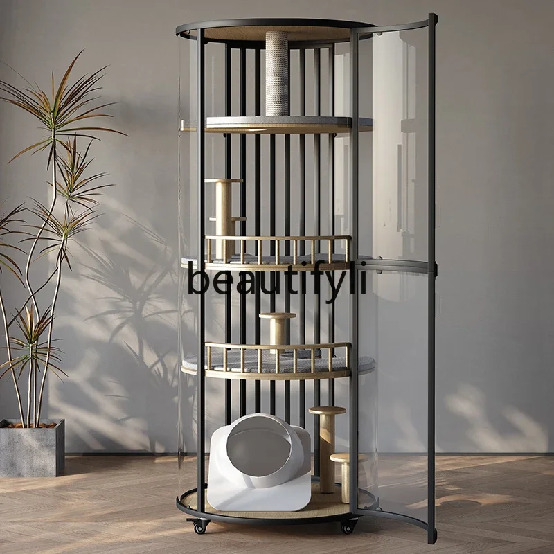 

ls 42ls 42Large cylindrical cat villa 360 panoramic view four floors can move the house solid wood cat cage