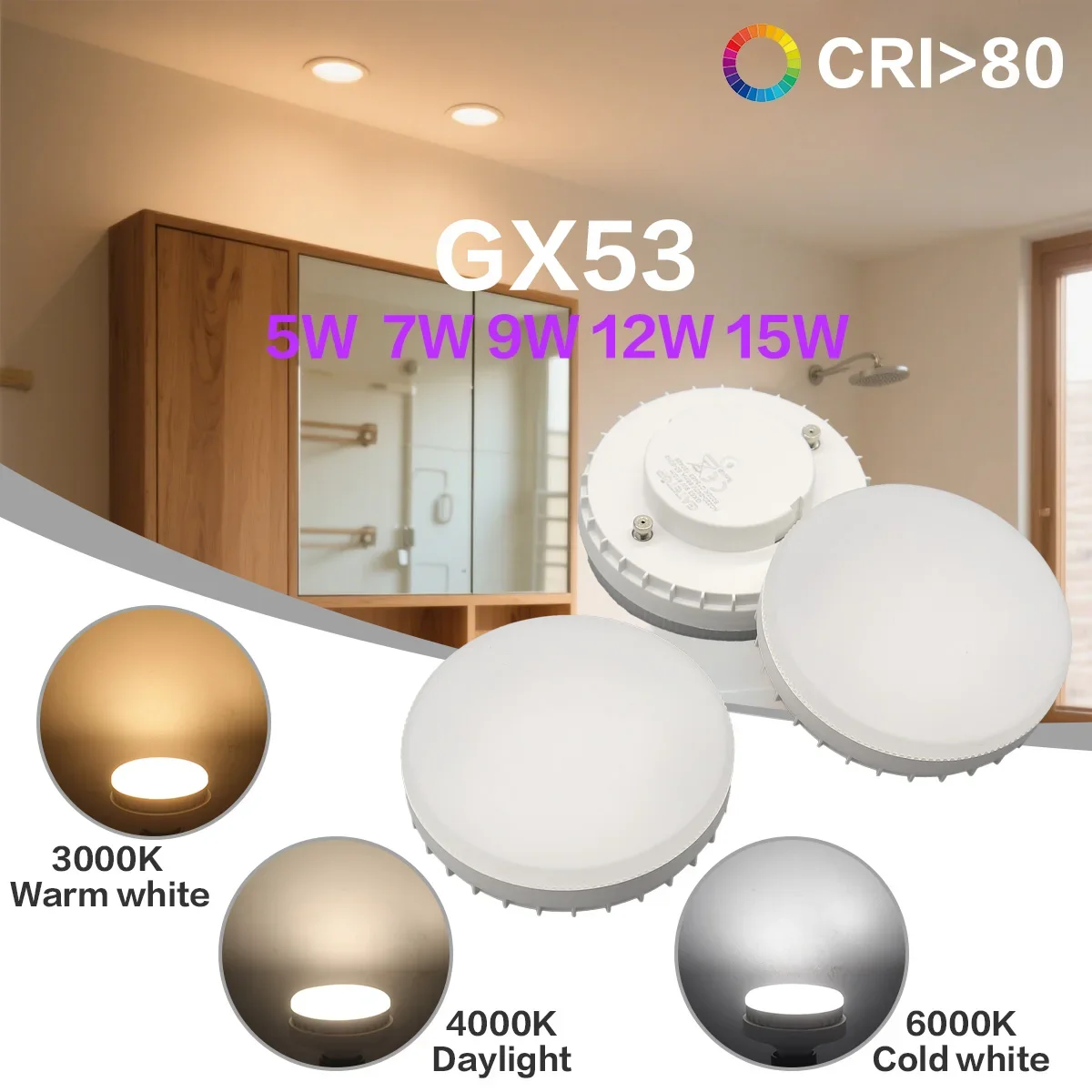 

10 шт. лампа Lampara Led GX53 AC100-240 В 5 Вт 7 Вт 9 Вт 15 Вт матовый шайба теплый свет 3000 К 4000 К 6000 К отражатель 60 Вт эквивалент модернизация