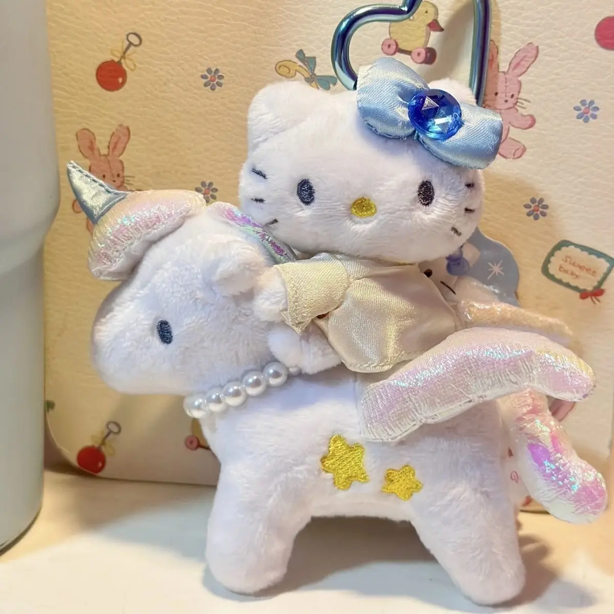 

Sanrio Hello Kitty Angel Unicorn Love Button Plush Keychain Pendant Girl Bag Hanging Ornaments Kid Ragdoll Girly Gifts