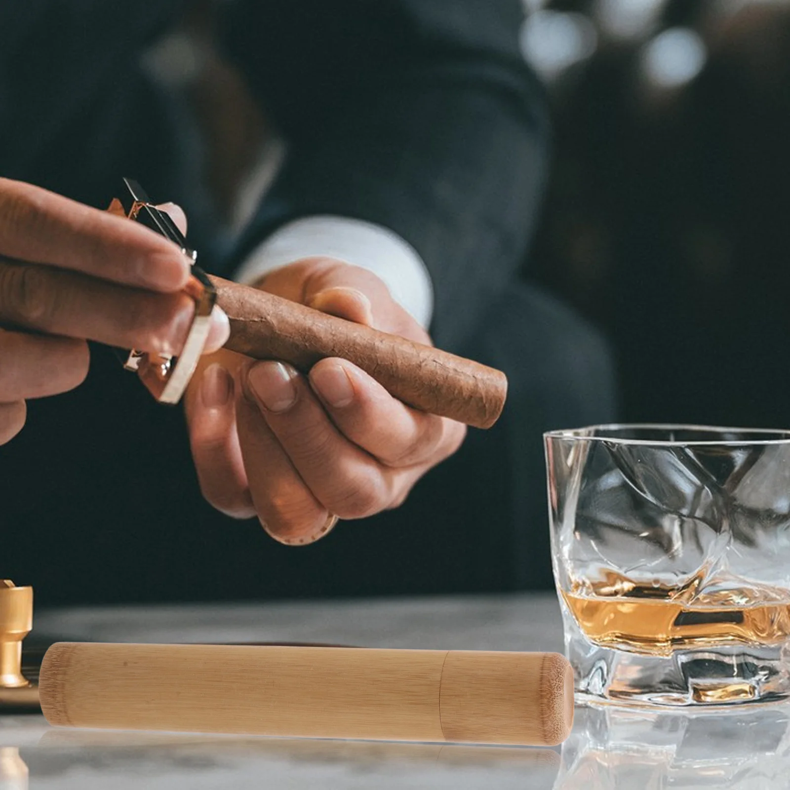 

Bamboo Tube For Travel Sealed Portable Cigar Storage Box Humidor Case Small Tube Organizer Outdoor Business Trips Cigar