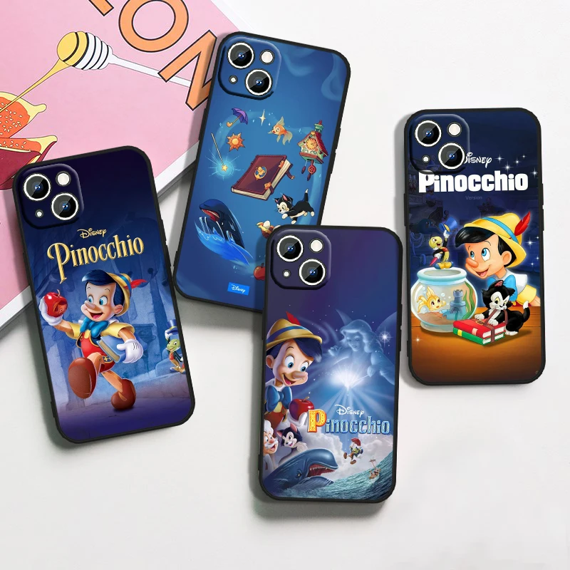 Disney Pinocchio Cute For Apple iPhone 15 14 13 12 Mini 11 XS XR X 8 7 Pro Max Plus Soft Silicone Black Phone Case