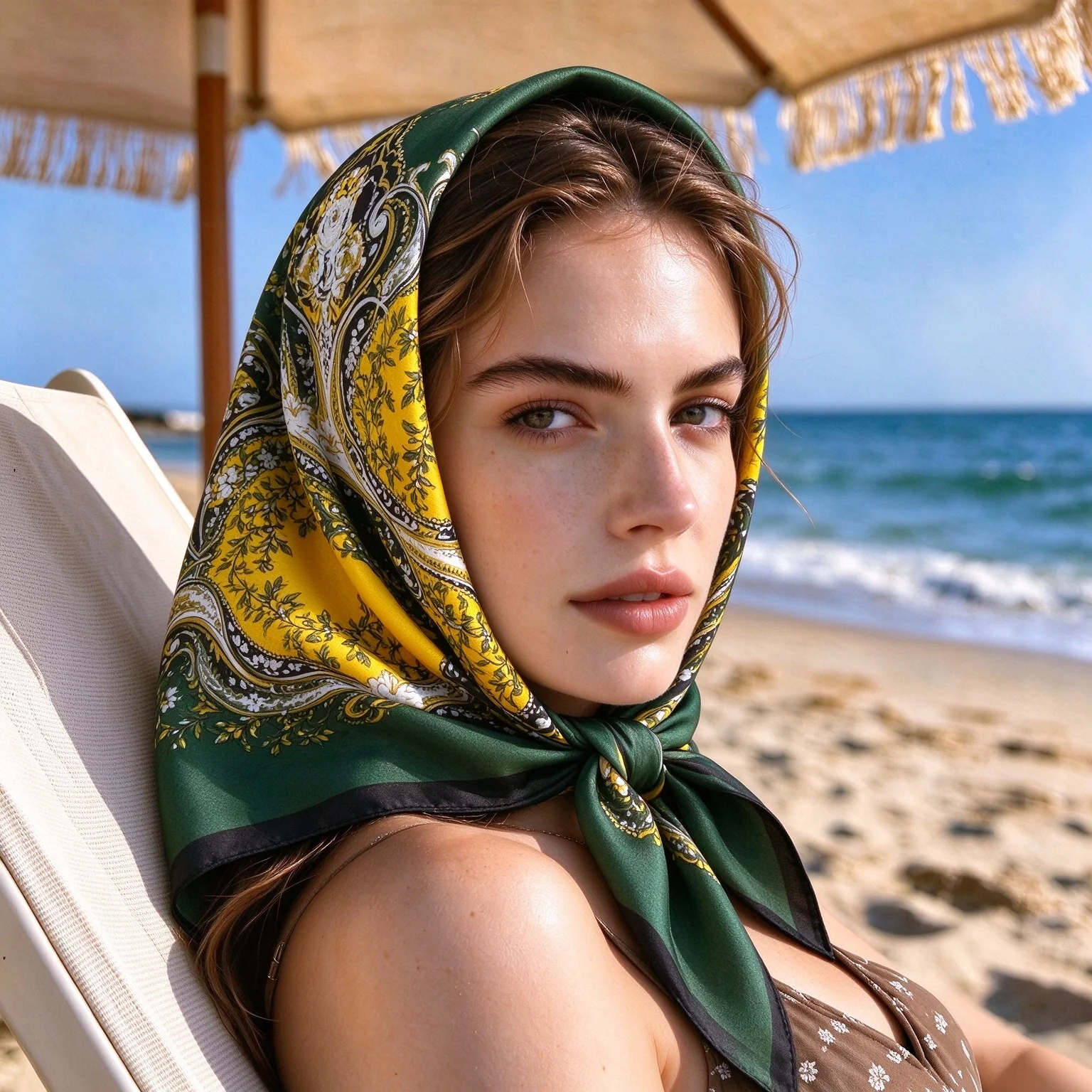 Face Scarf Mask - Foulard carré de luxe imprimé 70*70cm