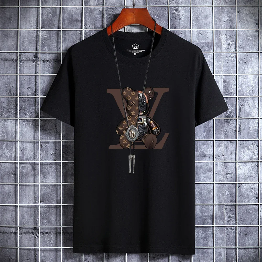 Camiseta informal de lujo para hombre, camisetas Retro Y2k de diseñador de manga corta, camisetas Vintage de algodón a la moda con estampado de oso de alta calidad, verano