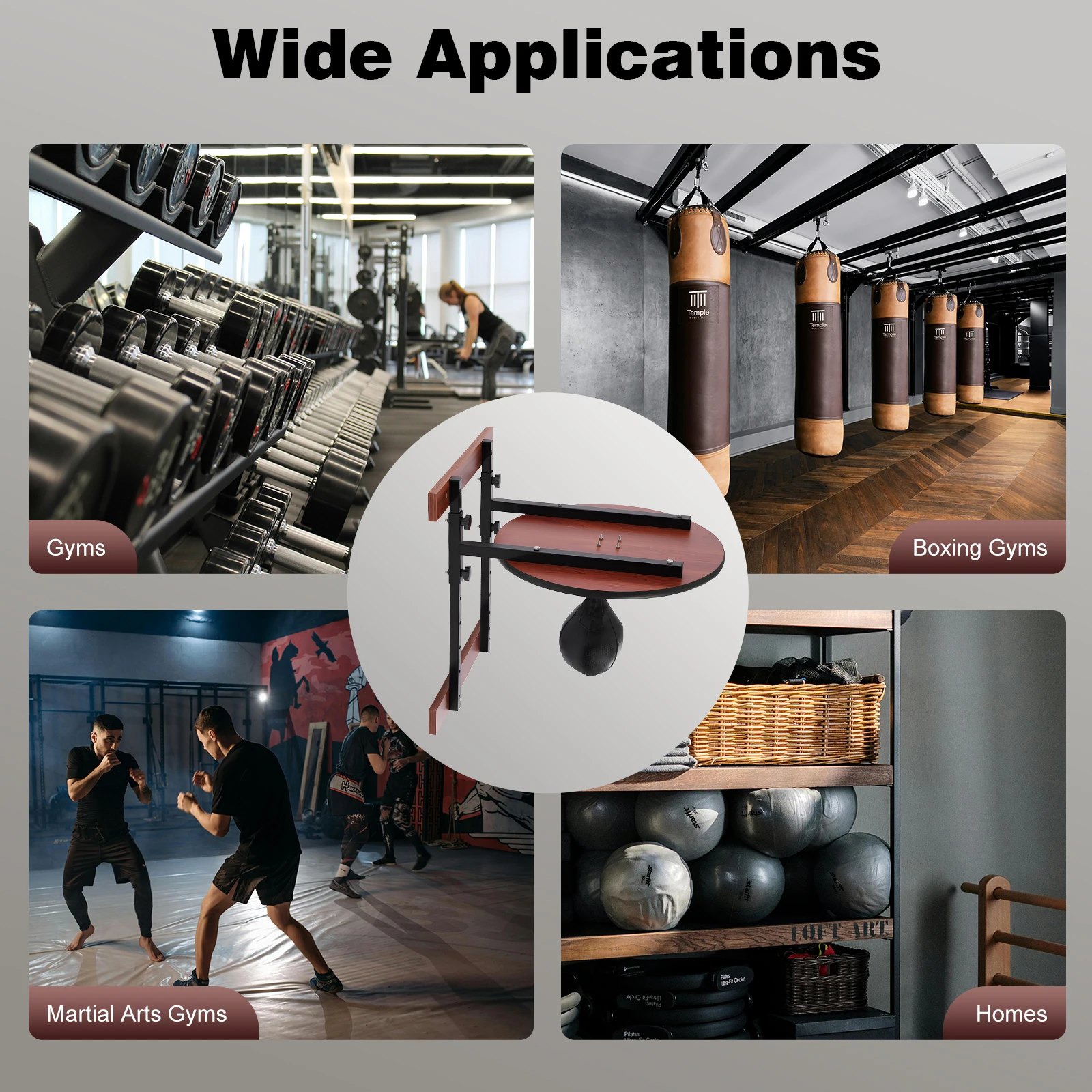 Black Wall Mounted Speed Bag Platform Kit, Heavy Duty Boxing Training Equipment Versatile Training for Gyms, 100kg/220.46lbs Load-bearing view 6