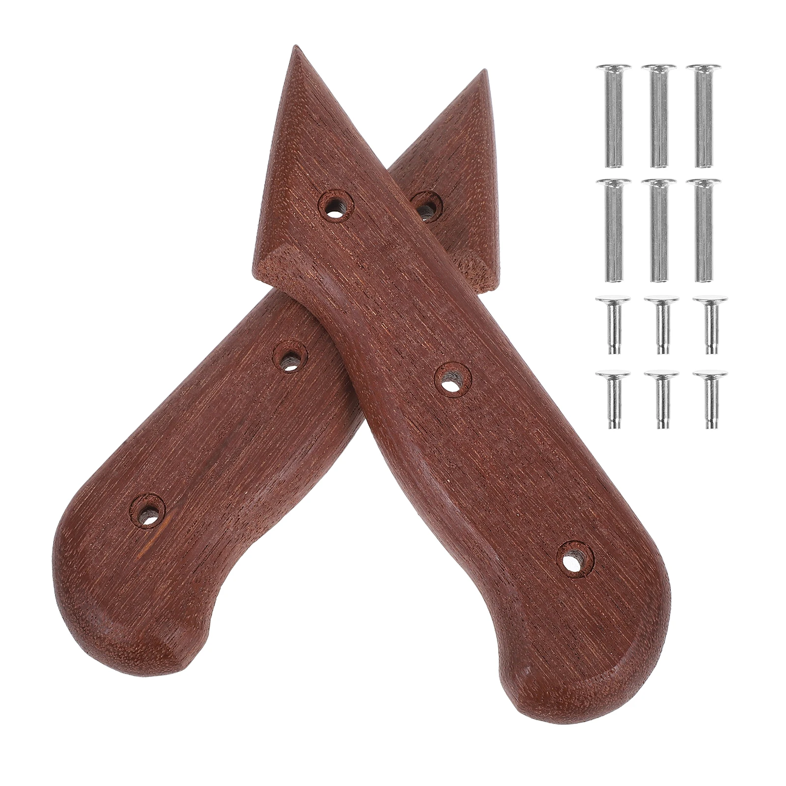 

1 set Knife Handle Accessories Wooden Replacement Grip Anti-skid Dark Brown Ergonomic Comfortable Hold Easy Installation