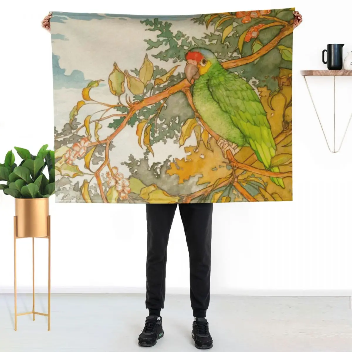 Red Lored Amazon Parrot Watercolor Throw Blanket christmas gifts Luxury Thicken Luxury Brand Plush sofa bed Weighted Blankets