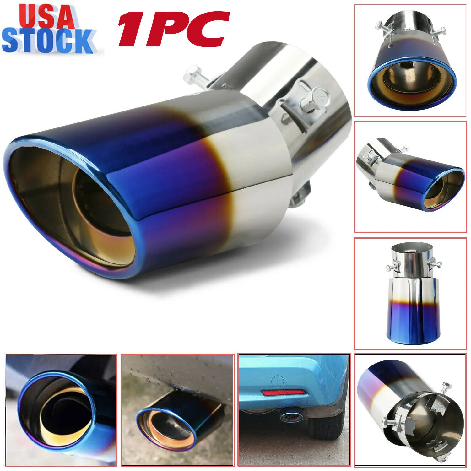 

63MM Straight/Bend Chrome Universal Car Exhaust Nozzle Muffler Tip Pipe Round TailPipe Stainless Steel Car Tuning