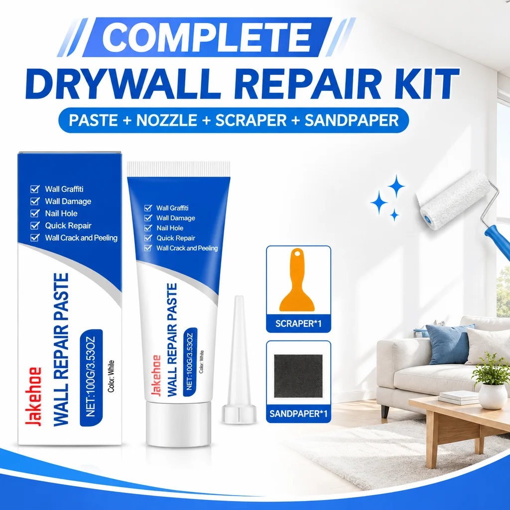 Drywall Repair Kit with Scraper Quick-Drying Mending Paste Fills Wall Hole Crack Removes Stains Graffiti Peeling Paint Home