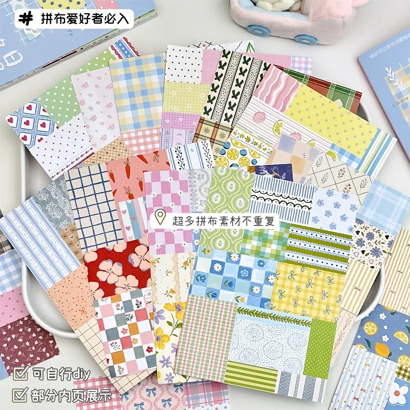 Plaid Diary Patchwork Die-Cut Sticker Book, Korean Style Journal Decorative Stickers, DIY Scrapbooking Material Sticker Book